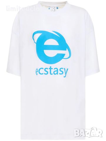 VETEMENTS White Ecstasy Logo Print Oversized Мъжка / Дамска Тениска size М (XL), снимка 2 - Тениски - 46802444