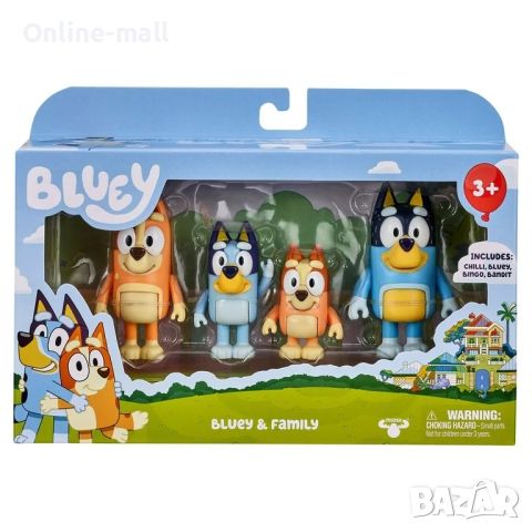 4броя комплект фигурки за игра Блуи и Бинго, Bluey & Family, снимка 1 - Фигурки - 46727871