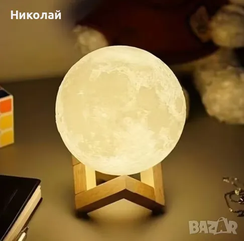 Лампа 3D луна , декорация за бюро спалня детска стая , нощна лампа луна пълнолуние, снимка 3 - Настолни лампи - 47840942