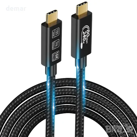 USB4 кабел, кабел Thunderbolt 5, 240 W зареждане, 80 Gbps данни, (TB5 80G 240W -2M), снимка 1 - Кабели и адаптери - 47745236