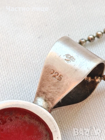 Чисто Нов Прекрасен Сребърен Медальон със Средиземноморски Корали, снимка 4 - Колиета, медальони, синджири - 54240512