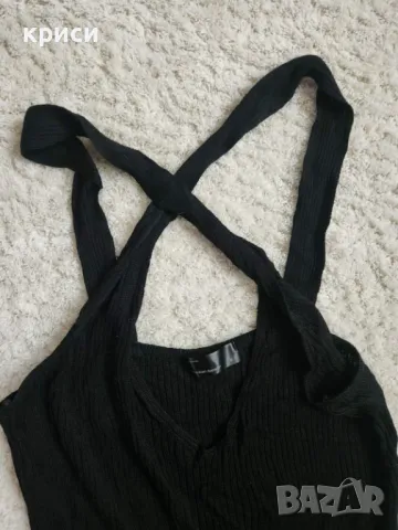 Дамска дълга черна рокля плетиво S размер, снимка 3 - Рокли - 50424188