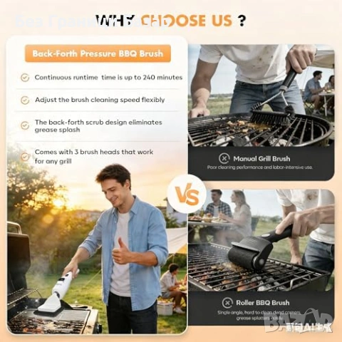 Нова Четка за барбекю без косми за електрически и BBQ грил скара почистване, снимка 5 - Други стоки за дома - 54042443