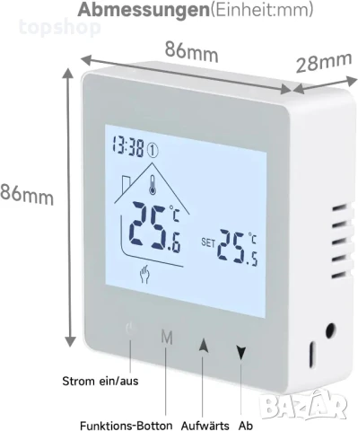 НОВ Цифров термостат Beok BOT-R6W, бял, снимка 5 - Друга електроника - 50501860