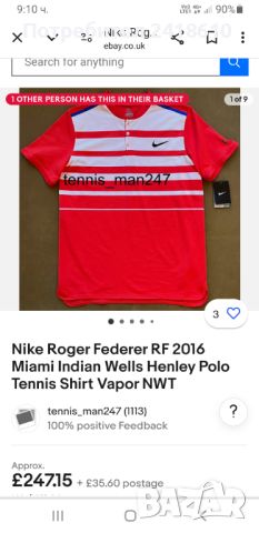 Nike Roger Federer Miami Indian Wells Vapor Dri - Fit Stretch Mens Size L ОРИГИНАЛ! Мъжка Тениска!, снимка 3 - Тениски - 46397065