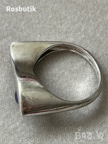 Марков сребърен пръстен с натурална черна перла , снимка 3 - Пръстени - 53260288