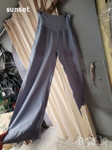 H& M ЛЕНЕН  син панталон,широки крачоли- М размер, снимка 5 - Панталони - 46430670