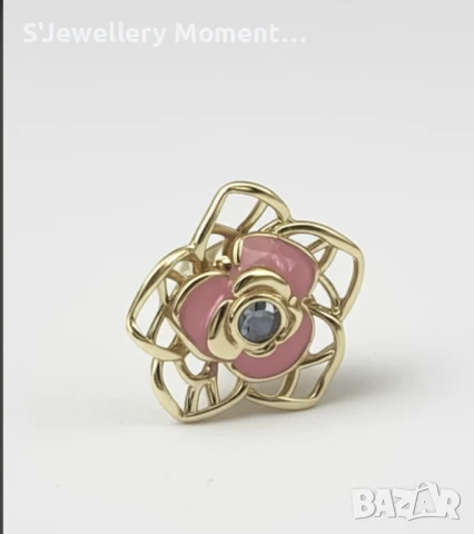 Сребърен елемент PANDORA 925 в златно Орхидея, снимка 4 - Гривни - 26463290