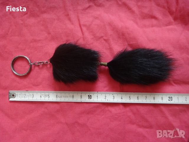 Ключодържател/Аксесоар/Висулка за чанта от естествен косъм лисица в черно, снимка 6 - Други - 45342895