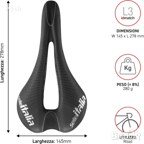 Седалка Selle Italia, Седло Max SLR Gel Superflow черно, L3 унисекс за възрастни, снимка 3 - Части за велосипеди - 50877965