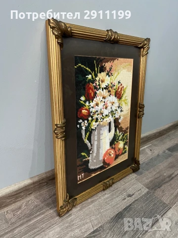 Гоблен натюрморт с цветя, снимка 2 - Гоблени - 50836160