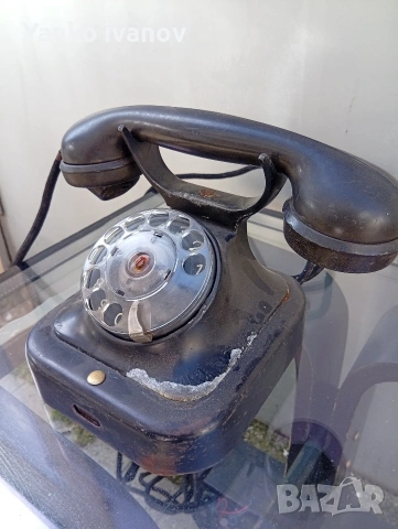Ретро телефон с шаиба, снимка 2 - Антикварни и старинни предмети - 53681624