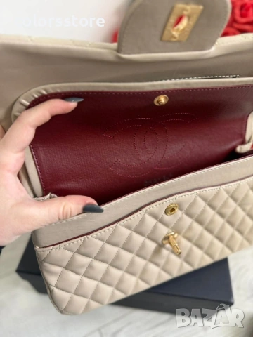 Бежова чанта Ch@nel Jumbo /IM67e, снимка 3 - Чанти - 54020015