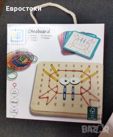 Образователна игра BS Toys Geoboard, Монтесори игра с ластици Геоборд, снимка 6 - Образователни игри - 46760643