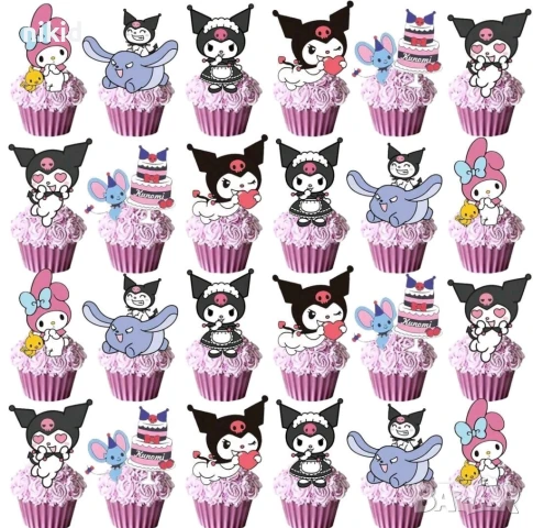 12 бр Kuromi Куроми картонени топери топер за торта мъфини, снимка 3 - Други - 50962188