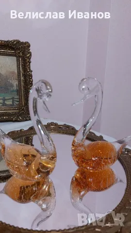 Винтидж стъклени статуетки лебеди на Granna Glas Швеция., снимка 3 - Статуетки - 47933153