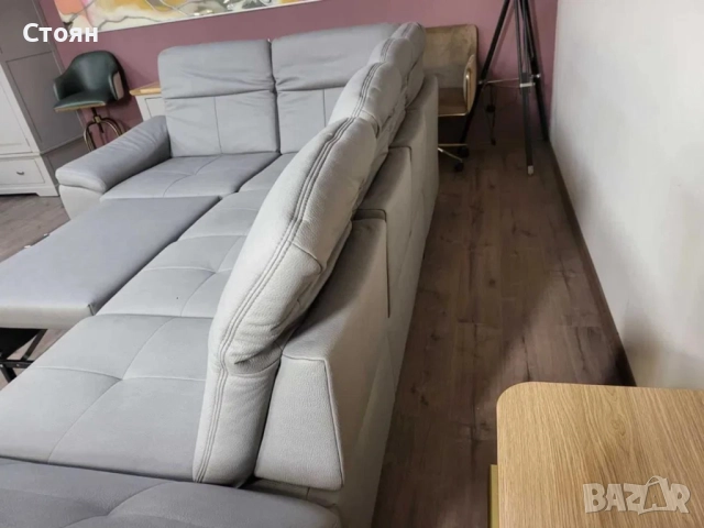 ПРОМОЦИЯ!!! Сив ъглов диван от плат с функция сън и ракла Rhone, снимка 6 - Дивани и мека мебел - 52830250