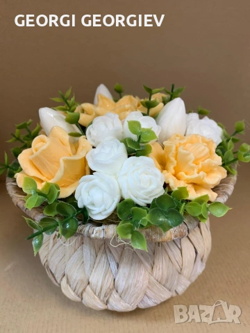 цветя изработени с глицеринов ароматен сапун и Българска роза , снимка 6 - Изкуствени цветя - 53463345