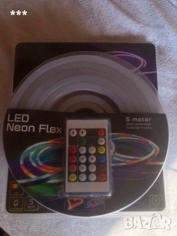 Продавам LED neon flex rgb лента с дистанционно 5м. 