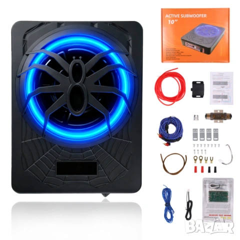 10" активен субуфер за кола 1200W, компактна бас каса под седалка, тънък бас, вграден усилвател, LED, снимка 2 - Аксесоари и консумативи - 54291875