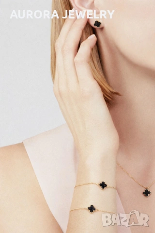 Van Cleef & Arpels VCA Gold Black Onyx Sweet Alhambra Clover Дамско Колие, снимка 8 - Колиета, медальони, синджири - 54152823