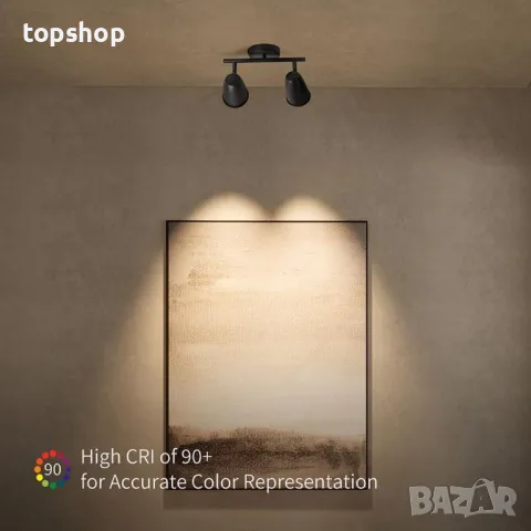 Двупосочни черни таванни прожектори Aisilan, въртящи се, включително 2 x 7W GU10 LED крушки, снимка 4 - Лампи за таван - 50363382