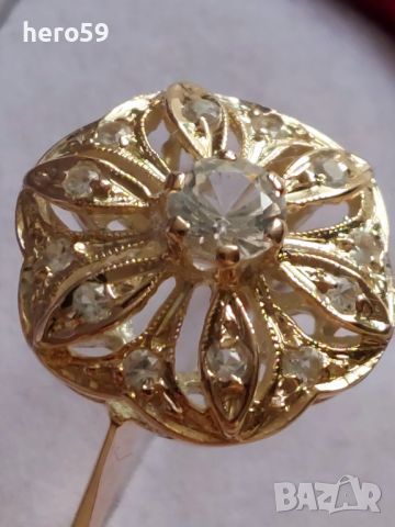 Дамски златен пръстен с циркони , снимка 8 - Пръстени - 45338069