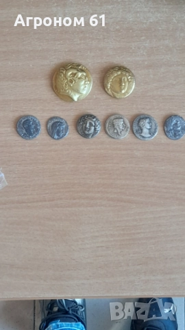 Римски монети сечени от Брут по случай убийство на Цезар реплики, снимка 4 - Нумизматика и бонистика - 52532817