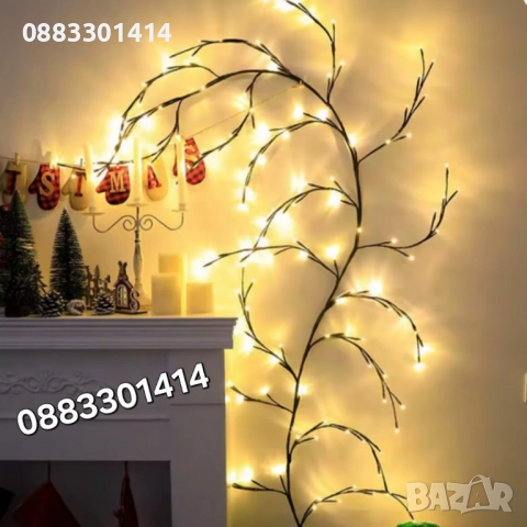 Светещо дърво за стена Лампички с дистанционно управление , снимка 3 - Декорация за дома - 52345895