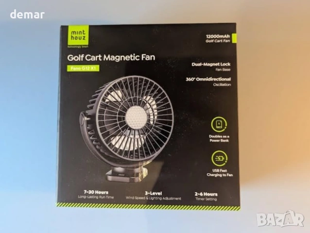 Магнитен вентилатор Minthouz 12000mAh, скорости, LED фенер, таймер, снимка 10 - Вентилатори - 54064662