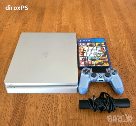 PlayStation4 / PS4 Slim Silver | Sony камера + GTA V, снимка 1