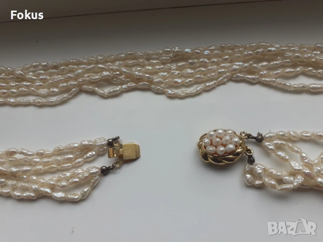Стар гердан колие огърлица перли седеф винтич дамско бижу, снимка 3 - Антикварни и старинни предмети - 53950989