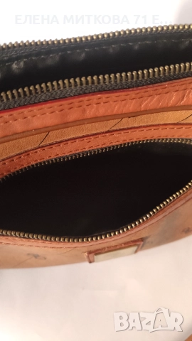 Кожена дамска чанта от Ashley Brooke в кафяв цвят, снимка 8 - Чанти - 52314150