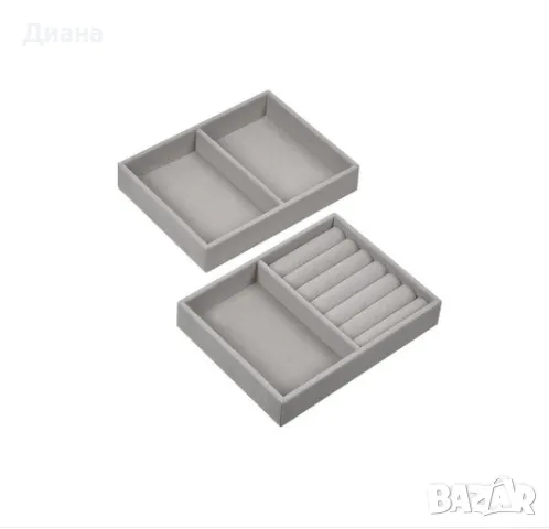 Велурен органайзер за бижута с 2 отделения в сив цвят, снимка 1