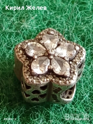 Сребърен талисман от PANDORA Красива като цвете с кристали 54517, снимка 2 - Колиета, медальони, синджири - 54079545