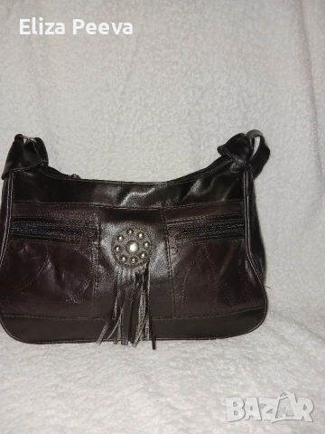 Кафява чанта от естествена кожа