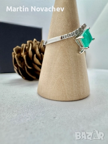 Сребърен пръстен с парайба турмалин, снимка 7 - Пръстени - 52883569