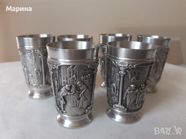 Немски чаши  2 бр. за ракия  от калай Antik *  Vintage, снимка 1 - Антикварни и старинни предмети - 45344895