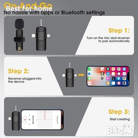 Мини безжичен Lavalier микрофон PoP voice за iPhone, Android, снимка 6 - Микрофони - 52830525