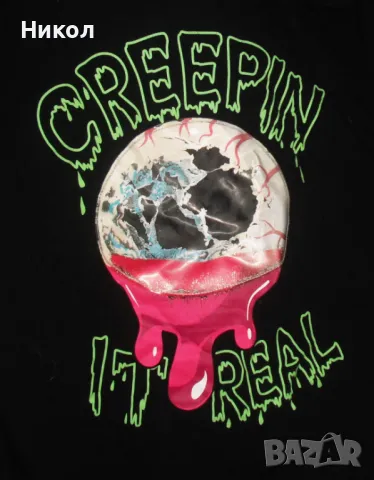 Черна тениска H&M с 3d рисунка, снимка 2 - Детски тениски и потници - 50100598