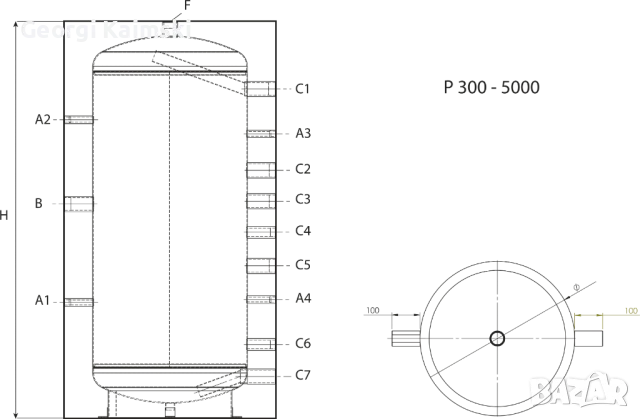 Буферни съдове SUNSYSTEM P – без серпентини, снимка 1