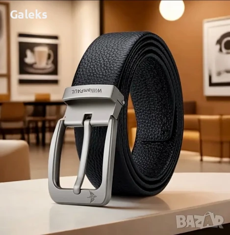 Мъжки официален колан за Панталони William PAUL* Черна естествена телешка кожа!, снимка 9 - Колани - 51331947