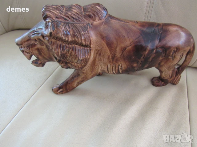 Лъв -дървена фигура от махагон, Етиопия, снимка 6 - Други ценни предмети - 51046001
