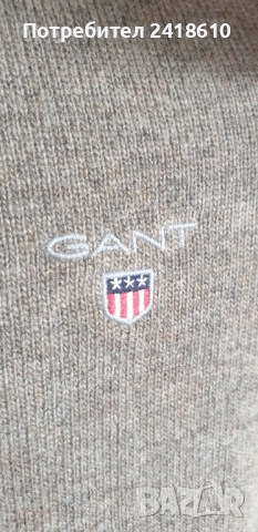 Gant Wool Knit Embroidered Logo Crew Neck Sweater Mens Size XL/ НОВО! ОРИГИНАЛ! Мъжки Вълнeн Пуловер