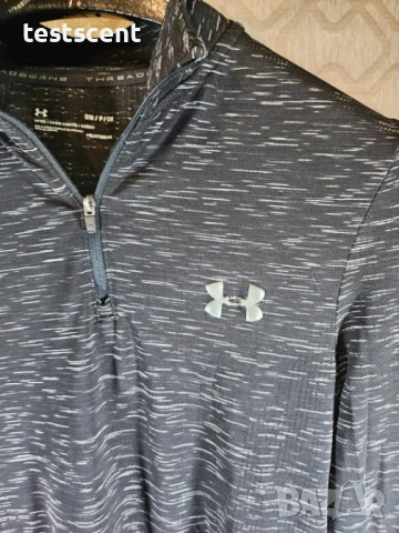 Оригинална мъжка спортна блуза с цип Under Armour 3/4 Zip Long Sleeve HeatGear Top – XL black motiff, снимка 7 - Спортни дрехи, екипи - 54003161