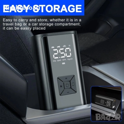 Мощен дигитален компресор 12V с LED светлина, Преносим компресор, снимка 4 - Аксесоари и консумативи - 52148072