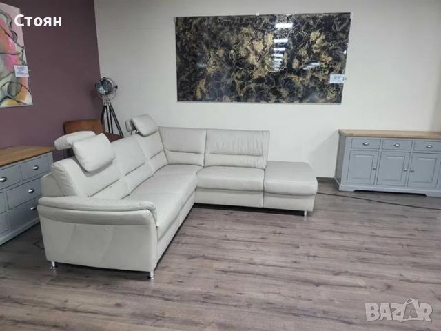  Кремав кожен ъглов диван с електрически релакс механизъм ZE-EM16033, снимка 8 - Дивани и мека мебел - 45560247