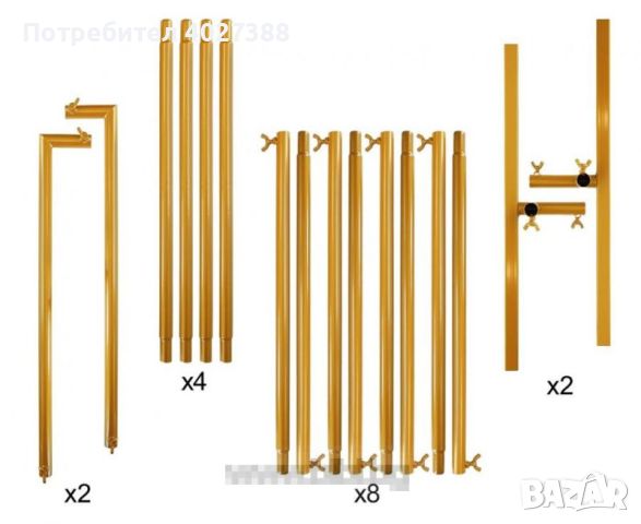 Правоъгълна арка / стойка за балони златна 150 см.х 200 см., снимка 2 - Други - 46682161