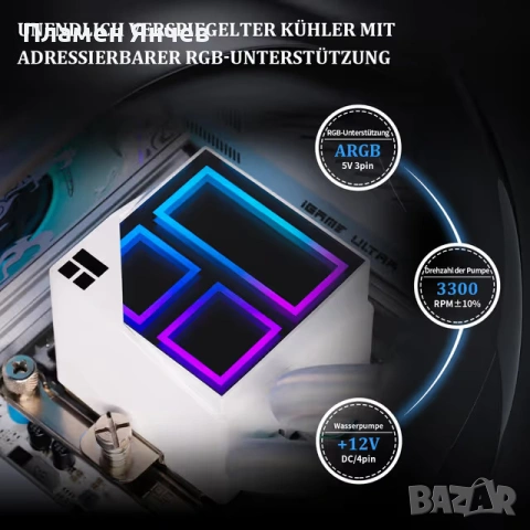 Термалрайт CPU воден охладител Двойни PWM вентилатори 2000 RPM – бял, снимка 5 - Други - 53711616