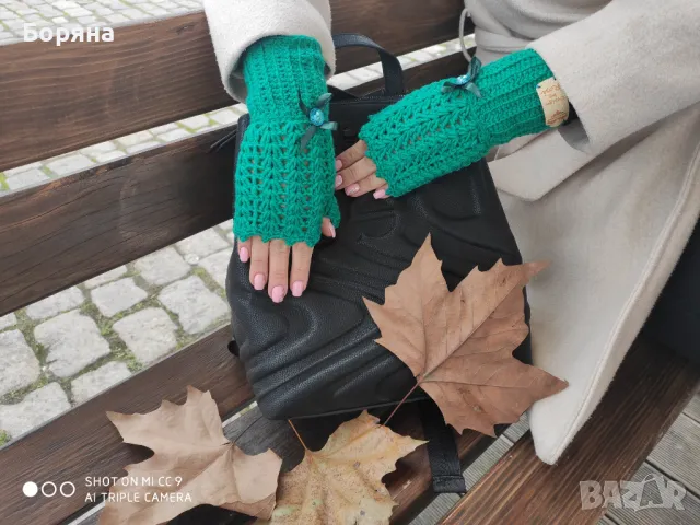 Handmade дамски ръкавици без пръсти с лого, снимка 12 - Ръкавици - 49680236